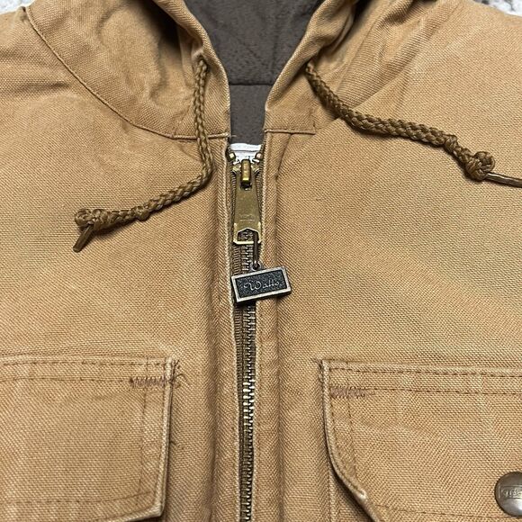 VTG Walls Outdoors Vest Mens XL Brown Duck Hooded Full-Zip Thermal Lined USA - Picture 6 of 14